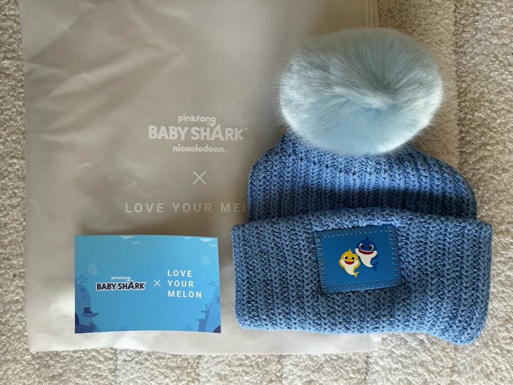 Love Your Melon Baby Shark child’s pom beanie